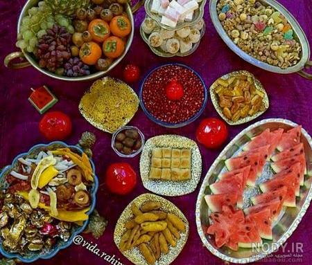 سی مدل عکس سفره شب یلدا تزئین سفره شب چله چیدمان سفره یلدا