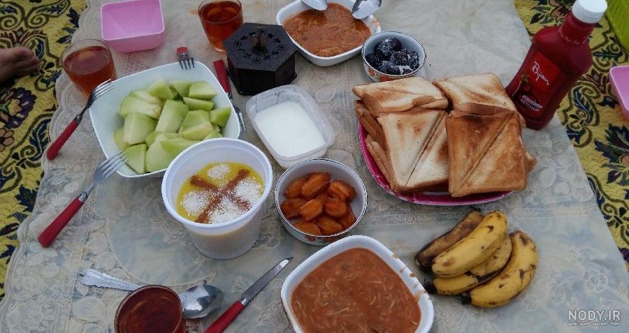 عکس صبحانه در طبیعت | عکس صبحانه لاکچری