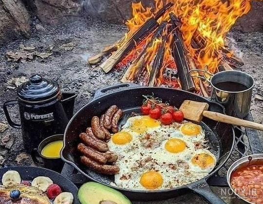عکس صبحانه در طبیعت | عکس صبحانه لاکچری