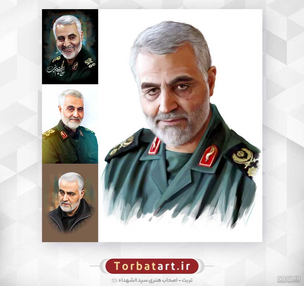 عکس نقاشی صورت حاج قاسم سلیمانی ❤️ [ بهترین تصاویر ]