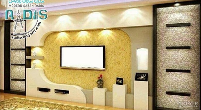 بک گراند تی وی ، دیوار پشت ال سی دی با چوب | فن و هنر ایران زمین