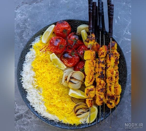 تزیین جوجه کباب خانگی با جعفری برای مهمانی + تزیین سفره کباب