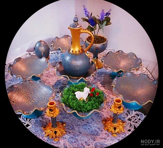 عکس سفره هفت سین فانتزی + ایده تزئین سفره هفت سین 1403 عکس سفره هفت سین فانتزی + ایده تزئین سفره هفت سین 1403