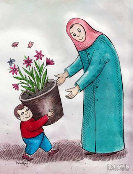 عکس ها و تصاویر | نقاشی برای روز مادر | باهوشک