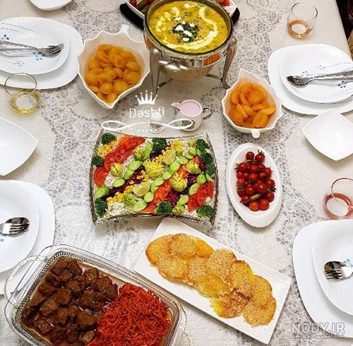 عکس چیدمان و تزیین سفره شام مهمانی + سفره شام ساده عکس چیدمان و تزیین سفره شام مهمانی + سفره شام ساده