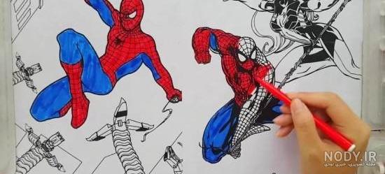 آموزش نقاشی و رنگ آمیزی مرد عنکبوتی و هالک 2 ، آموزش نقاشی کودکان