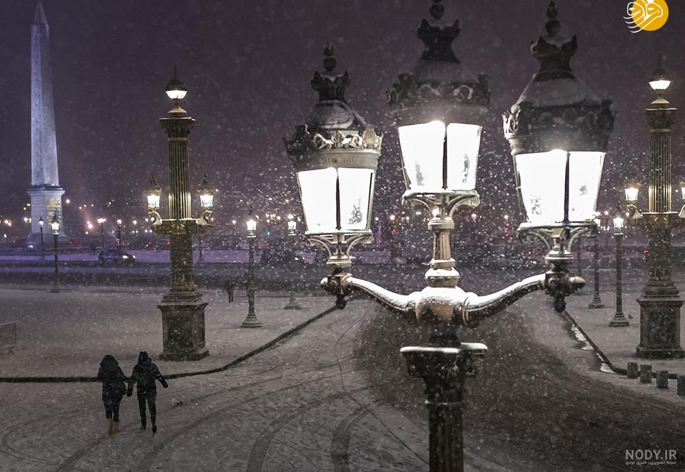 مناظر پاریس در برف