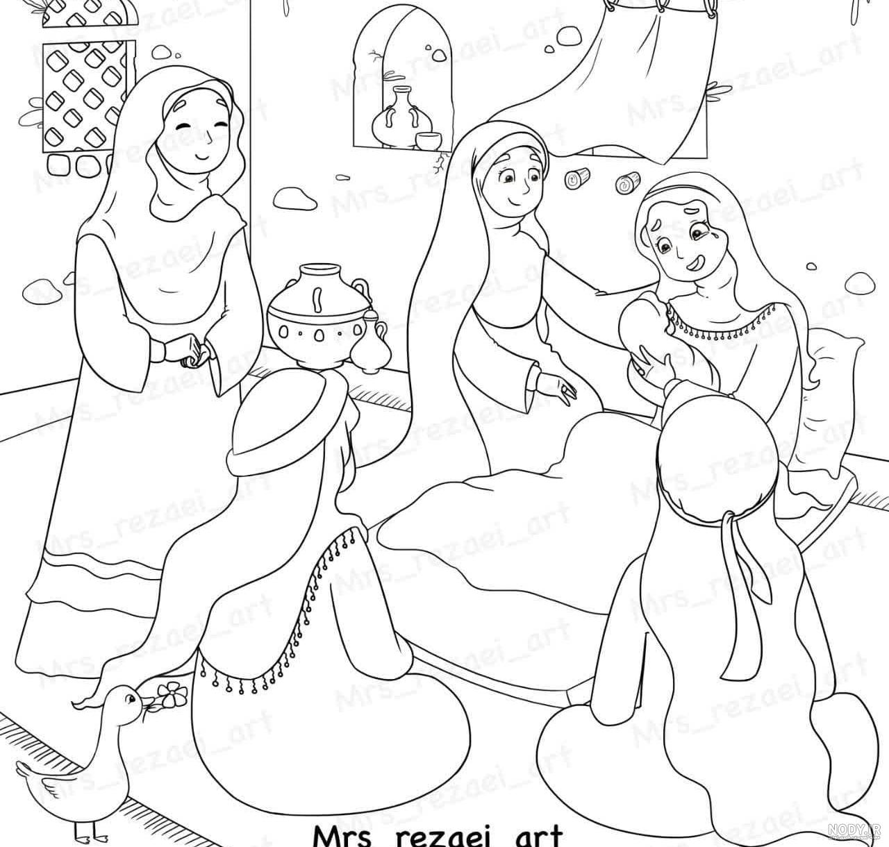 نقاشی عید مبعث و پیامبر ساده، زیبا و کودکانه