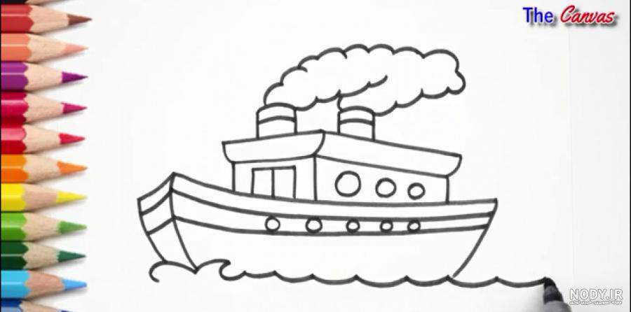 عکس نقاشی کشتی ساده