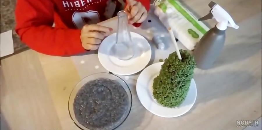 سبزه روی بطری نوشابه با تخم شربتی یا دانه چیا