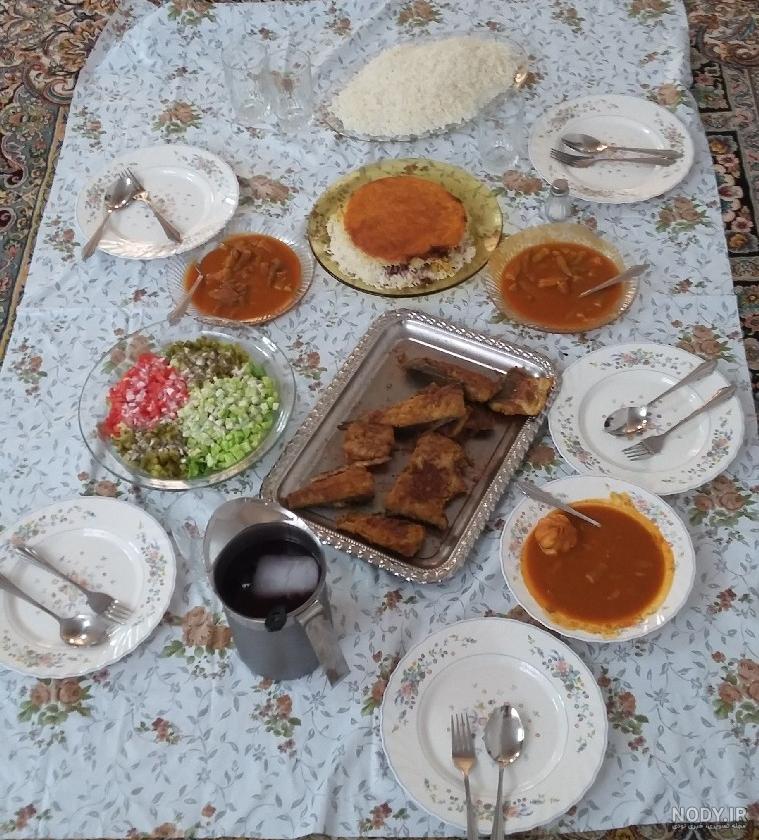 تزیین سفره ناهار همرا با سفره آرایی و دیزاین غذاهای ایرانی