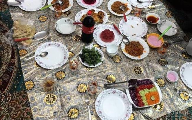 تزیین سفره ناهار همرا با سفره آرایی و دیزاین غذاهای ایرانی