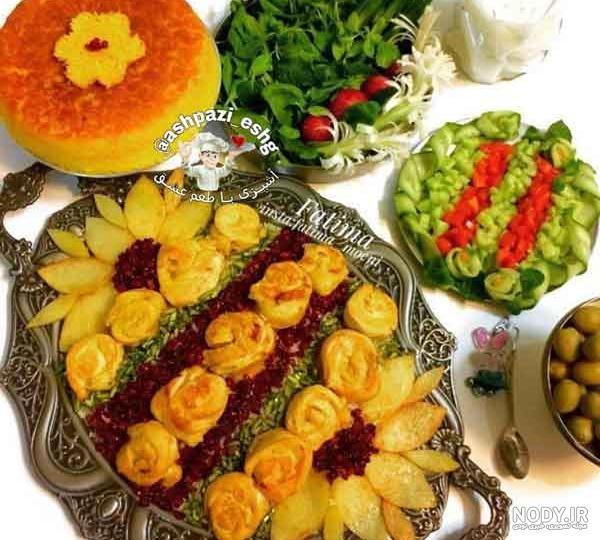 عکس تزیین جوجه کباب تابه ای