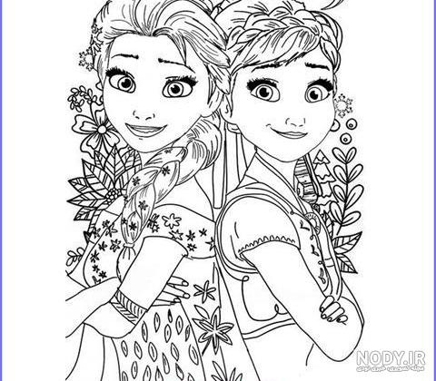 عکس السا و آنا برای رنگ آمیزی