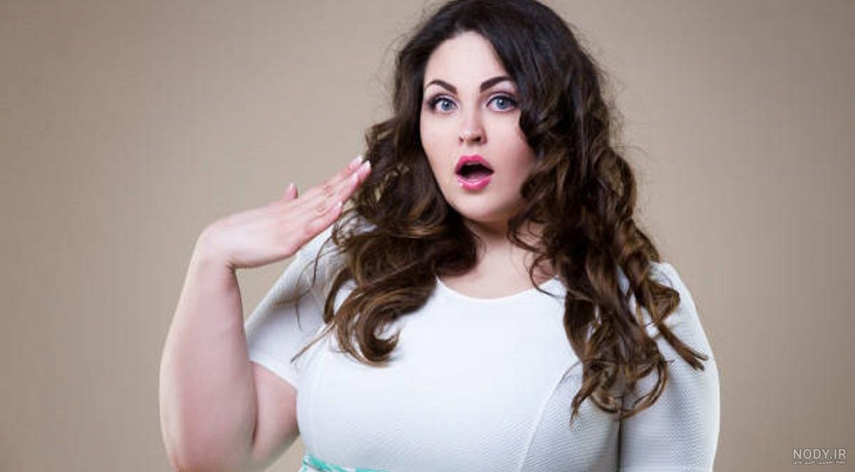 عکس زن چاق با لباس مجلسی