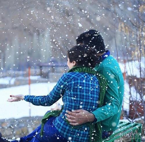 عکس عاشقانه دونفره تو برف