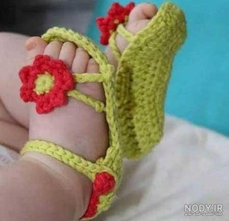 آموزش بافتن پاپوش نوزادی | مدلهای جدید پاپوش بافتنی نوزادی