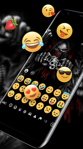 دانلود برنامه تم صفحه کلید اسکلت چشم خون Red Blood Skull Guns ...