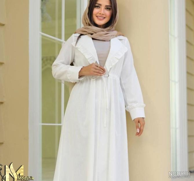 عکس مدل مانتو سفید ساده