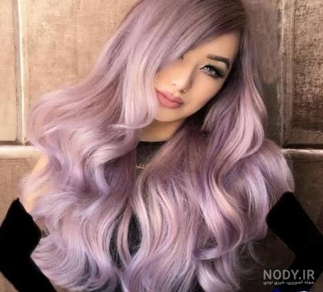 عکس رنگ مو یاسی روی دکلره