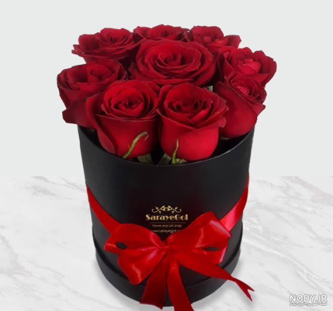 عکس جعبه گل رز قرمز