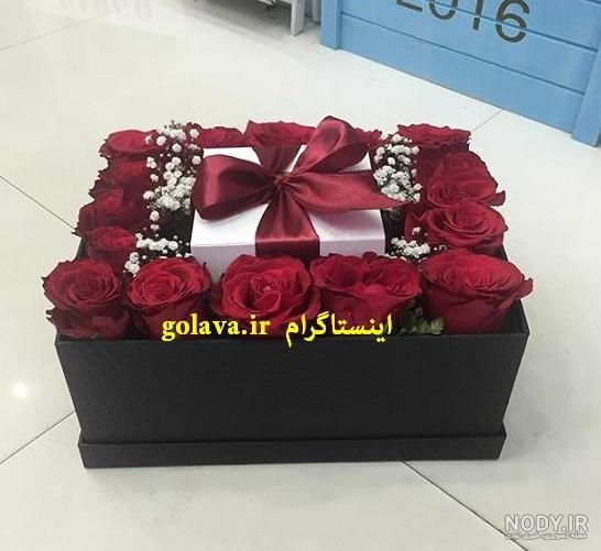 عکس جعبه گل رز قرمز