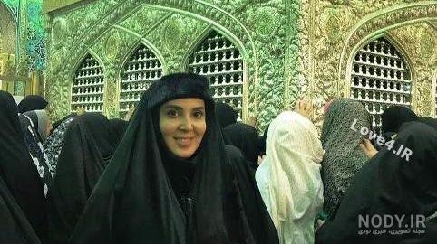عکس دیده نشده از لیلا بلوکات با چادر در حرم امام رضا