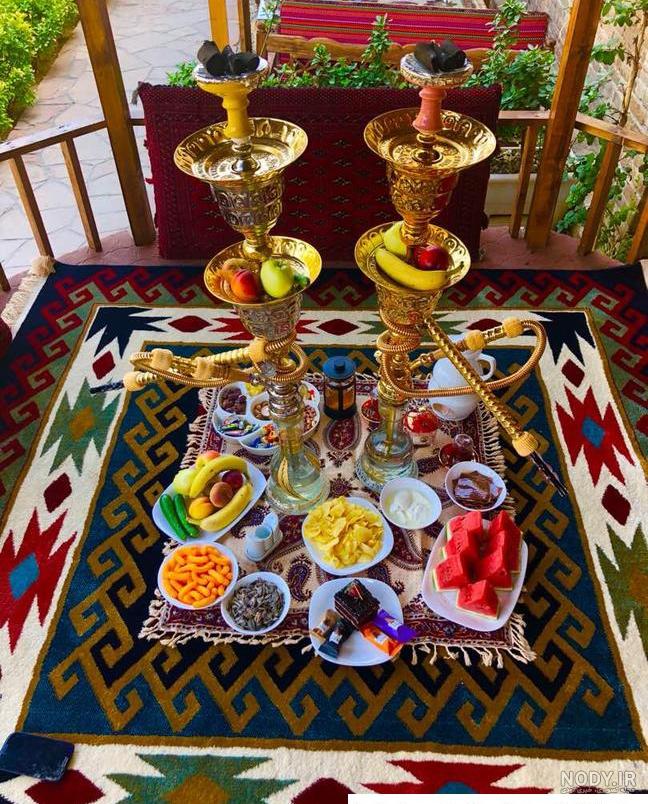 عکس سفره خانه با قلیون