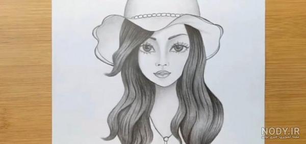 عکس نقاشی دخترانه ساده با مداد سیاه ❤️ [ بهترین تصاویر ]