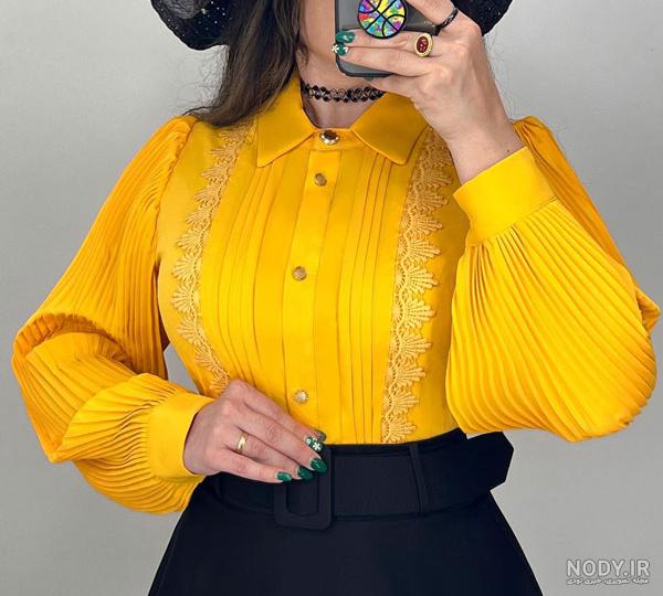 مدل شومیز جلو باز مجلسی و بلند + مدل شومیز دکمه دار جدید
