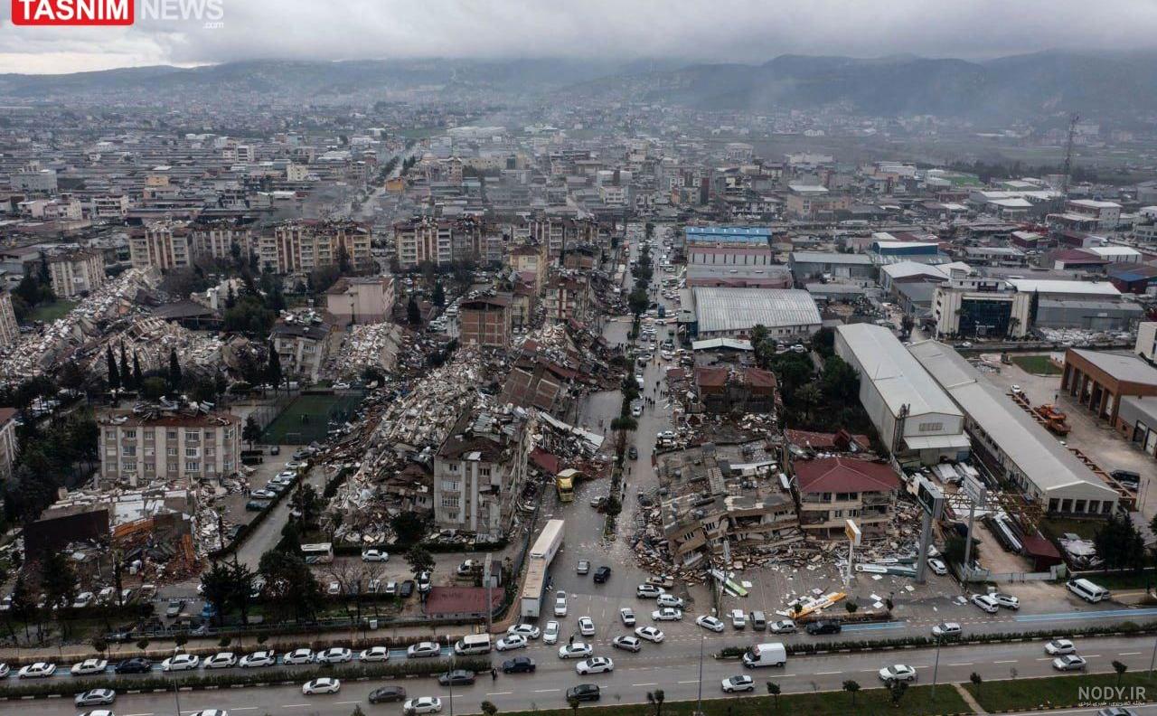 تصاویری هوایی از تخریب ساختمان ها در زلزله ترکیه تصاویری هوایی از تخریب ساختمان ها در زلزله ترکیه