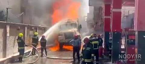 آتش سوزی در پمپ بنزین - کرمان