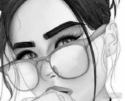 عکس نقاشی چهره دختر زیبا با مداد