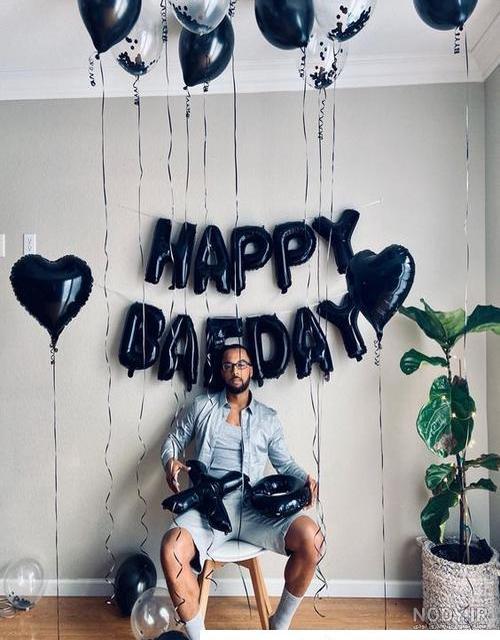 ژست عکس تولد در طبیعت با کیک پسرانه