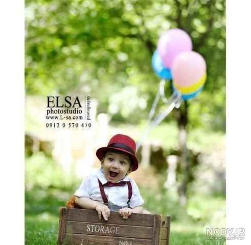 ژست عکس تولد در طبیعت با کیک پسرانه