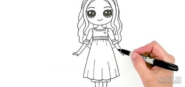 عکس نقاشی دختر ساده برای دفتر مشق عکس نقاشی دختر ساده برای دفتر مشق