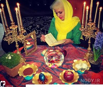 مدل عکس گرفتن کنار سفره هفت سین