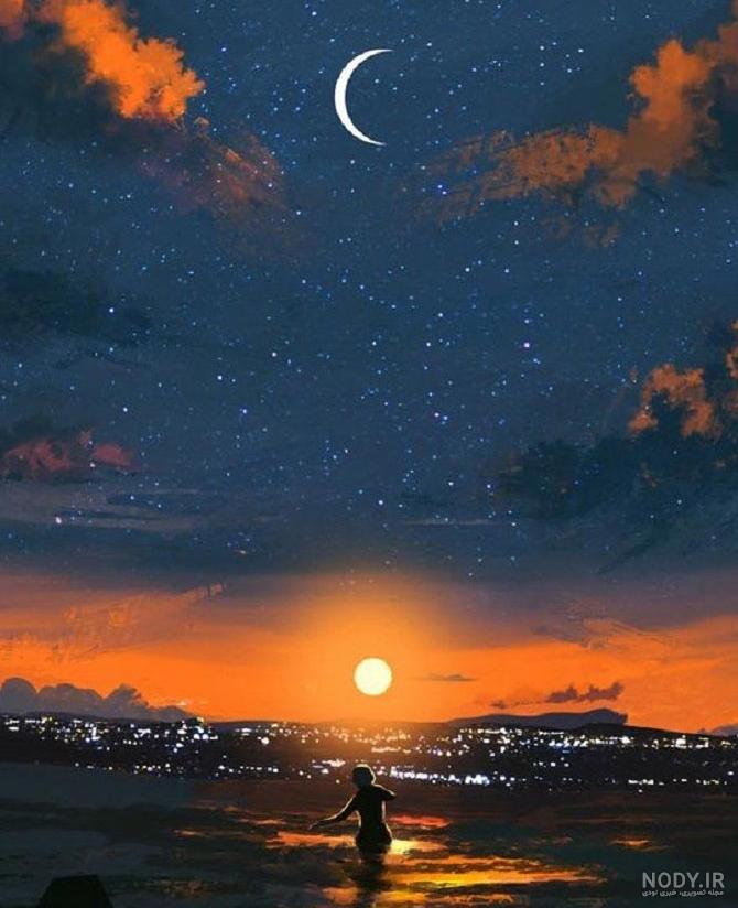 عکس سیاه و سفید ماه
