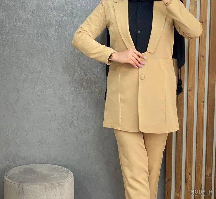 کت شلوار مدل هلیا جنس مازراتی ( کت و شلوار مانتو شلوار ست دانشجویی اداری  مجلسی