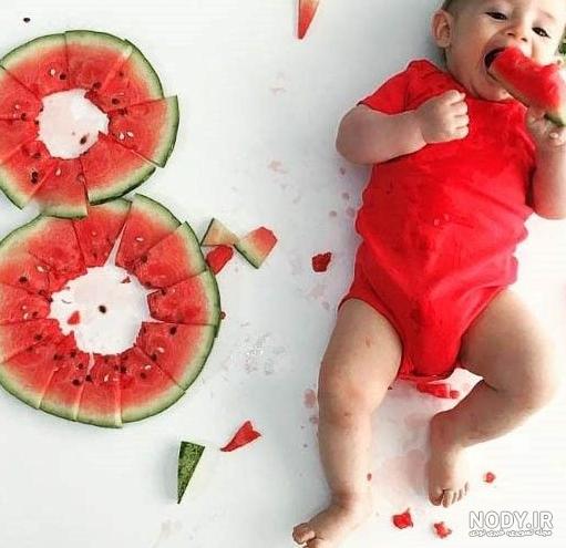ایده‌های عکس یلدا نوزاد برای عکاسی در منزل - مجله چند ماهمه