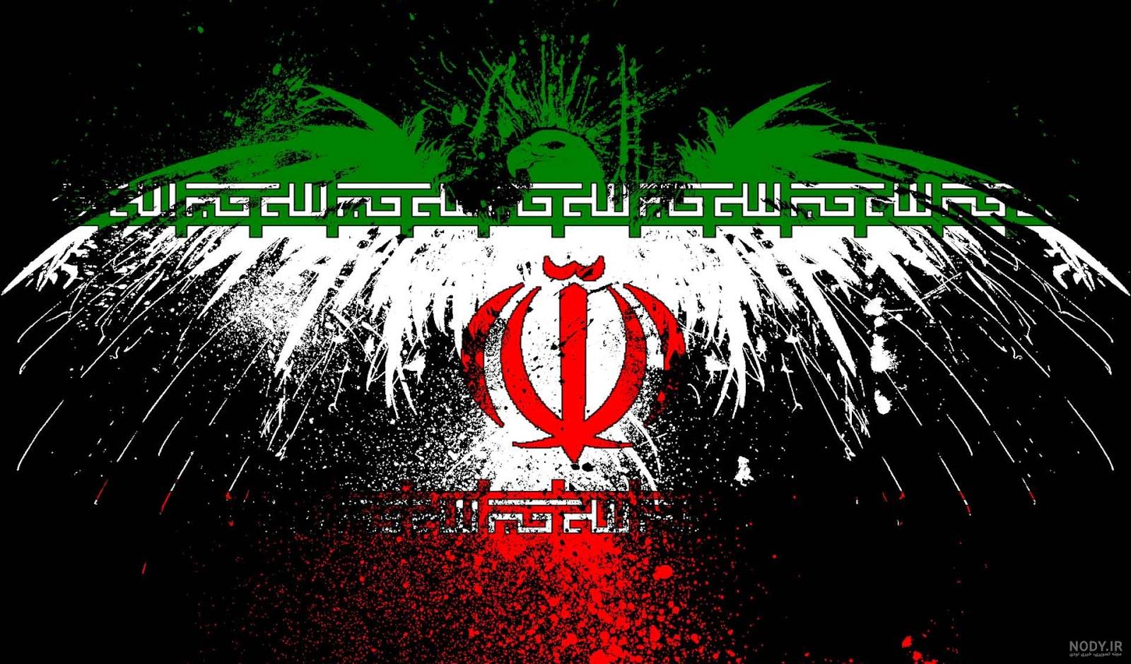 تصویر با کیفیت پرچم ایران دور بری شده بروی گل رز