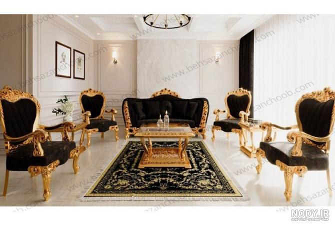 عکس مبل مشکی طلایی عکس مبل مشکی طلایی