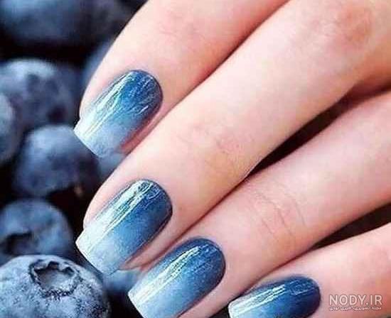 طرح ناخن آبی روشن + طرح ناخن آبی کاربنی با طرح ها خاص