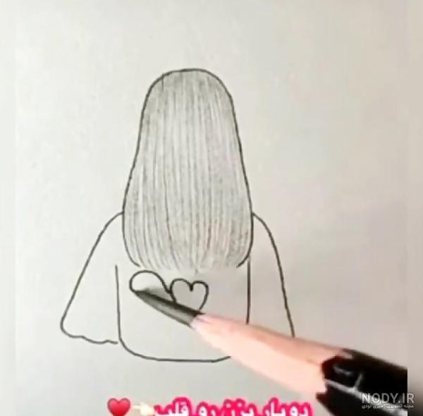 عکس نقاشی دختر ساده و آسان