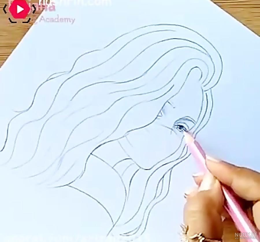 نقاشی سیاه قلم نیم رخ دختر ❤️ [ بهترین تصاویر ]
