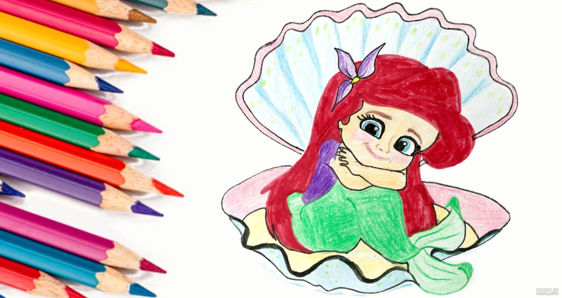 عکس نقاشی پری دریایی ساده