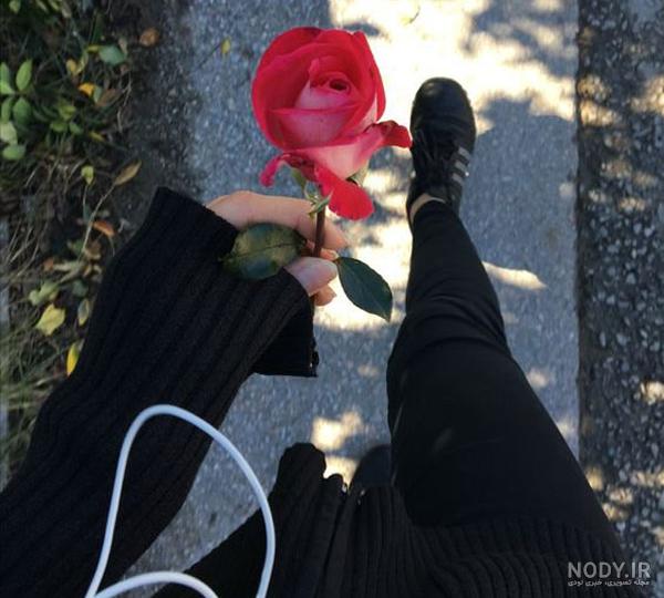 عکس دختر زیبا با گل رز