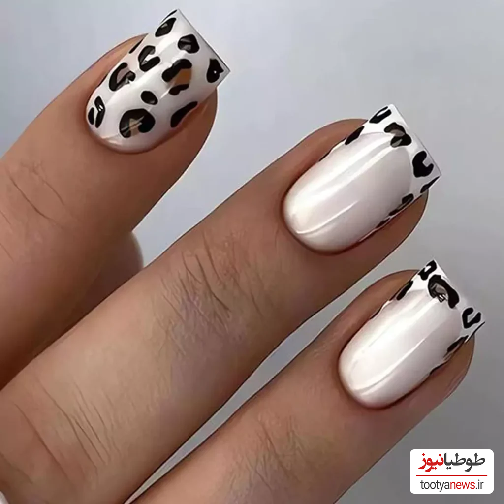 مدل ناخن سفید مشکی
