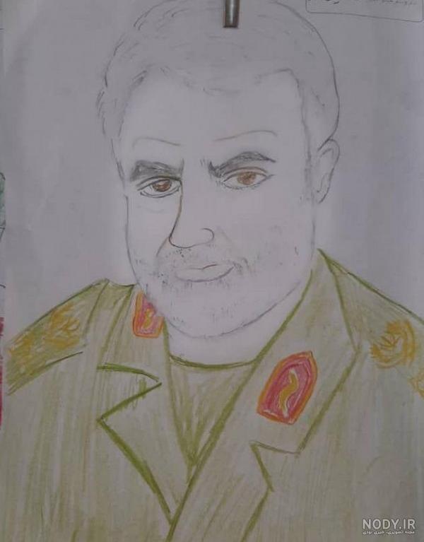 عکس حاج قاسم برای نقاشی کودکانه