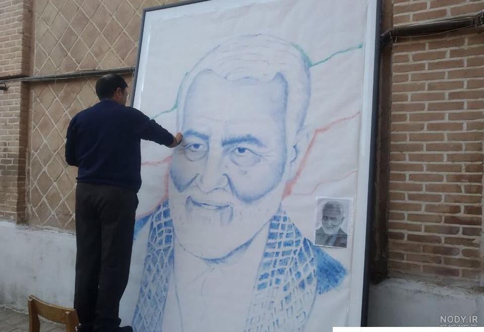 عکس قاسم سلیمانی به صورت نقاشی